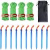 image:imageAzarxis Reflective Cord Pack Tent Guyline Rope HighStrength Lightweight with Aluminum Cord Adjuster for Tying Down Tarps Camping Tent Outdoor PackagingC  10 Blue Pegs  4 Grass Green Cords  4mm