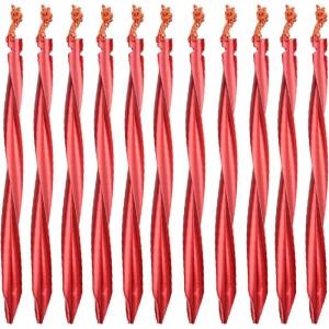 image:imageAzarxis Aluminum Tent Stakes Pegs Heavy Duty Lightweight for Camping Sand01 Red  Spiral  984 Inch