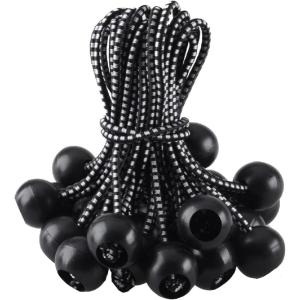 image:imageAzarxis Ball Bungee Cords with Elastic String for Canopy Tarp Straps Tent Poles and Wires Black amp White  8 inch