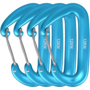 image:imageAzarxis Carabiner Clips 12 25 kN Aluminium D Ring Heavy Duty Lightweight Caribeaners for Hammock Camping Hiking Outdoor Gym Dog Leash Backpack Harness1 12kN  Wiregate  Blue  4 Pack
