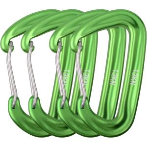 image:imageAzarxis Carabiner Clips 12 25 kN Aluminium D Ring Heavy Duty Lightweight Caribeaners for Hammock Camping Hiking Outdoor Gym Dog Leash Backpack Harness1 12kN  Wiregate  Green  4 Pack