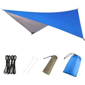 image:imageAzarxis Hammock Camping Tarp Rain Fly Waterproof Tent Shelter Awning Sunshade Cloth Picnic Mat for Outdoor Hiking Beach Backpacking  Included Guy Lines amp Stakes01 Blue