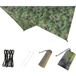 image:imageAzarxis Hammock Camping Tarp Rain Fly Waterproof Tent Shelter Awning Sunshade Cloth Picnic Mat for Outdoor Hiking Beach Backpacking  Included Guy Lines amp Stakes01 Camouflage