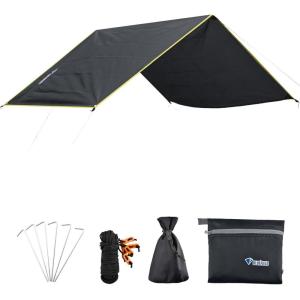 image:imageAzarxis Hammock Camping Tarp Rain Fly Waterproof Tent Shelter Awning Sunshade Cloth Picnic Mat for Outdoor Hiking Beach Backpacking  Included Guy Lines amp Stakes02 Black
