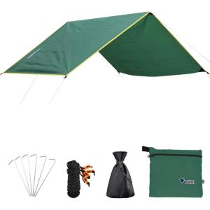 image:imageAzarxis Hammock Camping Tarp Rain Fly Waterproof Tent Shelter Awning Sunshade Cloth Picnic Mat for Outdoor Hiking Beach Backpacking  Included Guy Lines amp Stakes02 Green