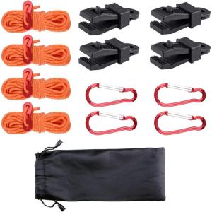 image:imageAzarxis Reflective Cord Pack Tent Guyline Rope HighStrength Lightweight with Aluminum Cord Adjuster for Tying Down Tarps Camping Tent Outdoor PackagingE  4 Clips  4 Cords  3mm  4 Carabiners