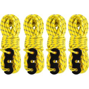 image:imageAzarxis Reflective Cord Pack Tent Guyline Rope HighStrength Lightweight with Aluminum Cord Adjuster for Tying Down Tarps Camping Tent Outdoor PackagingA  Yellow  4 Pack  3mm