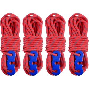 image:imageAzarxis Reflective Cord Pack Tent Guyline Rope HighStrength Lightweight with Aluminum Cord Adjuster for Tying Down Tarps Camping Tent Outdoor PackagingA  Red  4 Pack  3mm