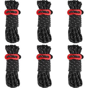image:imageAzarxis Reflective Tent Guide Rope Lightweight Guy Line Cord with Aluminum Adjuster Guyline Tent Cord Tensioner for Camping Hiking Backpacking  Essential Survival Gear 13 Feet02 Black  6 Pack  4mm