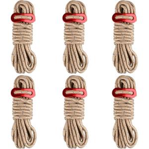 image:imageAzarxis Reflective Tent Guide Rope Lightweight Guy Line Cord with Aluminum Adjuster Guyline Tent Cord Tensioner for Camping Hiking Backpacking  Essential Survival Gear 13 Feet02 Khaki  6 Pack  4mm