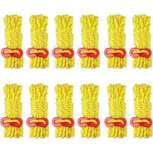 image:imageAzarxis Reflective Tent Guide Rope Lightweight Guy Line Cord with Aluminum Adjuster Guyline Tent Cord Tensioner for Camping Hiking Backpacking  Essential Survival Gear 13 Feet01 Yellow  12 Pack  4mm