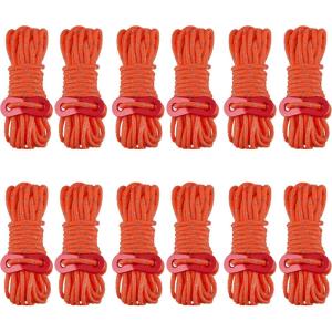 image:imageAzarxis Reflective Tent Guide Rope Lightweight Guy Line Cord with Aluminum Adjuster Guyline Tent Cord Tensioner for Camping Hiking Backpacking  Essential Survival Gear 13 Feet01 Orange  12 Pack  4mm