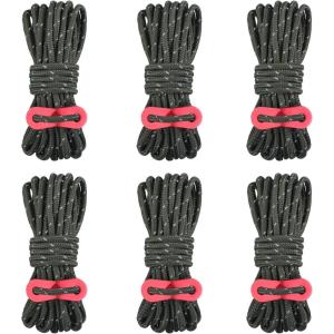 image:imageAzarxis Reflective Tent Guide Rope Lightweight Guy Line Cord with Aluminum Adjuster Guyline Tent Cord Tensioner for Camping Hiking Backpacking  Essential Survival Gear 13 Feet01 Dark Grey  6 Pack  4mm
