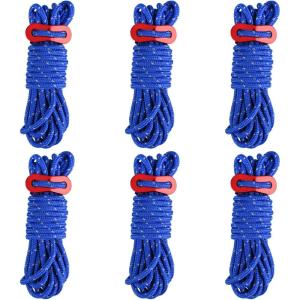 image:imageAzarxis Reflective Tent Guide Rope Lightweight Guy Line Cord with Aluminum Adjuster Guyline Tent Cord Tensioner for Camping Hiking Backpacking  Essential Survival Gear 13 Feet02 Blue  6 Pack  4mm