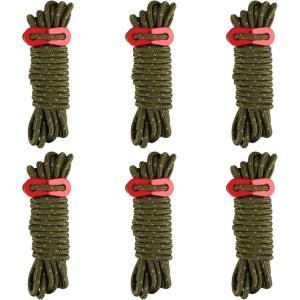 image:imageAzarxis Reflective Tent Guide Rope Lightweight Guy Line Cord with Aluminum Adjuster Guyline Tent Cord Tensioner for Camping Hiking Backpacking  Essential Survival Gear 13 Feet02 Army Green  6 Pack  4mm
