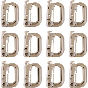 image:imageAzarxis Tactical Carabiner Keychain  Hard Polymer Carabiners Climbing D Rings Light Weight Spring Snap Gear Clip Utility Hooks Backpack Hanging Buckle for Camping Hiking Khaki  12 Pack