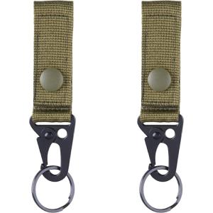 image:imageAzarxis Tactical Molle Key Ring Chain Gear Clip Key Keeper Keychain Nylon Belt Key Holder Carabiners Hanger Buckle HookArmy Green  2 Pack