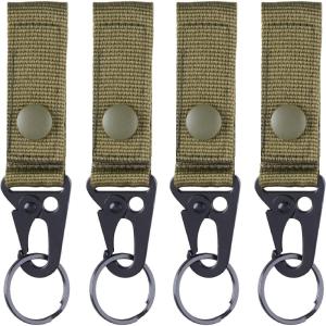 image:imageAzarxis Tactical Molle Key Ring Chain Gear Clip Key Keeper Keychain Nylon Belt Key Holder Carabiners Hanger Buckle HookArmy Green  4 Pack
