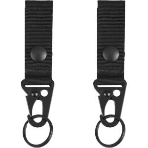 image:imageAzarxis Tactical Molle Key Ring Chain Gear Clip Key Keeper Keychain Nylon Belt Key Holder Carabiners Hanger Buckle HookBlack  2 Pack