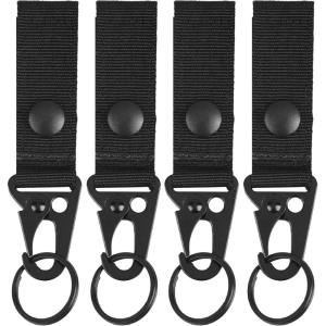 image:imageAzarxis Tactical Molle Key Ring Chain Gear Clip Key Keeper Keychain Nylon Belt Key Holder Carabiners Hanger Buckle HookBlack  4 Pack