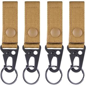 image:imageAzarxis Tactical Molle Key Ring Chain Gear Clip Key Keeper Keychain Nylon Belt Key Holder Carabiners Hanger Buckle HookKhaki  4 Pack