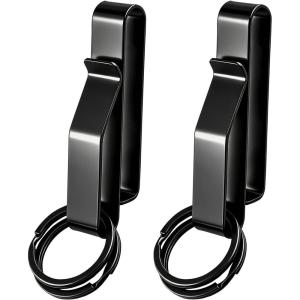 image:imageAzarxis Tactical Molle Key Ring Gear Clip Keychain Keeper Belt Hanging 360 Degrees Rotate Hook Holder01 Black  Double Side  2 Pack