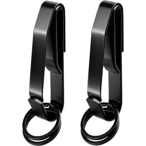 image:imageAzarxis Tactical Molle Key Ring Gear Clip Keychain Keeper Belt Hanging 360 Degrees Rotate Hook Holder01 Black  Single Side  2 Pack