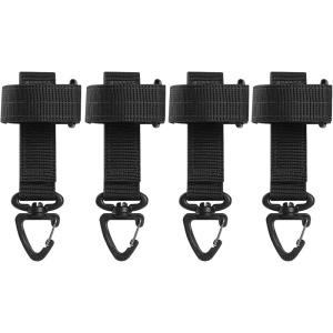 image:imageAzarxis Tactical Molle Key Ring Gear Clip Keychain Keeper Belt Hanging 360 Degrees Rotate Hook Holder02 Black  4 Pack