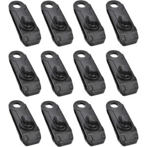 image:imageAzarxis Tarp Clips Awning Clamp Set Heavy Duty amp MultiPurpose amp Thumb Screw Tent Tighten Lock Grip for Outdoors Camping Farming Garden Canopy Black Upgraded Version Clips  12 Pack