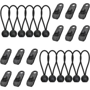 image:imageAzarxis Tarp Clips Clamps Heavy Duty Lock Grip with Ball Bungee Cords Elastic String Tent Fasteners Clips Holder Car Cover Clamp 12 Tarp Clip  12 Black Bungee Cords