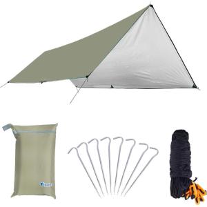 image:imageAzarxis Waterproof Camping Tent Tarp Hammock Rain Fly Footprint Ground Cloth Shelter Sunshade Beach Picnic Blanket Mat for Outdoor Camping Park Lawn05 Khaki
