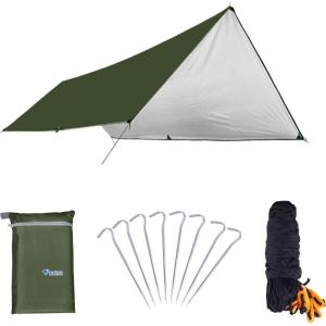 image:imageAzarxis Waterproof Camping Tent Tarp Hammock Rain Fly Footprint Ground Cloth Shelter Sunshade Beach Picnic Blanket Mat for Outdoor Camping Park Lawn05 Army Green