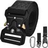image:imageAzarxis Tactical Battle Belt Heavy Duty Molle Military Nylon Waist Belts Adjustable for Men Women Airsoft Shooting Paintball Hunting Outdoor Sports Black  with Carabiner  2 Key Ring