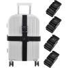 image:imageLuggage Straps for Suitcases Heavy Duty Adjustable Travel Belts with Sliding Buckle Easy to Identify Travel Accessories for Connecting Two Suitcases 4 Pack Black1 Black  4 Pack