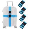 image:imageLuggage Straps for Suitcases Heavy Duty Adjustable Travel Belts with Sliding Buckle Easy to Identify Travel Accessories for Connecting Two Suitcases 4 Pack Black1 Blue  4 Pack