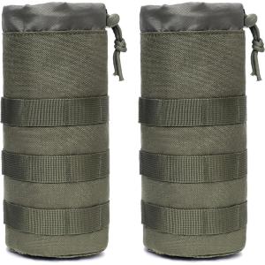 image:imageAzarxis Molle Pouches Tactical Compact EDC Small Utility Pouch Waist Bags Sundries Storage Admin Organize Gear Gadget for Military Backpack08 Green  Water Bottle Pouch  2 Pack