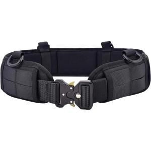image:imageAzarxis Tactical Battle Belt Heavy Duty Molle Military Nylon Waist Belts Adjustable for Men Women Airsoft Shooting Paintball Hunting Outdoor Sports Black  with Hook