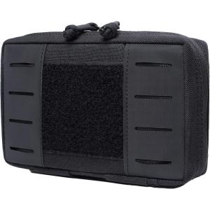 image:imageAzarxis Tactical Mini Belt Pouches MultiPurpose Small Battery Case Compact Utility EDC Card Slot Holder Waist Bags Military Molle Pack Sundries Storage Pack04 Black  with Waterproof Pocket