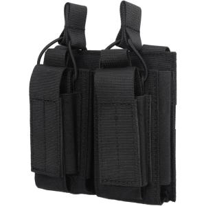 image:imageAzarxis Tactical Mini Belt Pouches MultiPurpose Small Battery Case Compact Utility EDC Card Slot Holder Waist Bags Military Molle Pack Sundries Storage Pack02 Black  Pistol Mag Pouch  2 Pockets