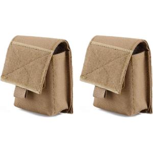 image:imageAzarxis Tactical Mini Belt Pouches MultiPurpose Small Battery Case Compact Utility EDC Card Slot Holder Waist Bags Military Molle Pack Sundries Storage Pack01 Khaki  2 Pack