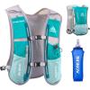 image:imageAzarxis Hydration Running Vest Backpack Pack 5L 55L for Women and Men Jogging Trail Race Marathon Cycling Hiking1 Mint Blue 5L  with a Soft Flask 500ml