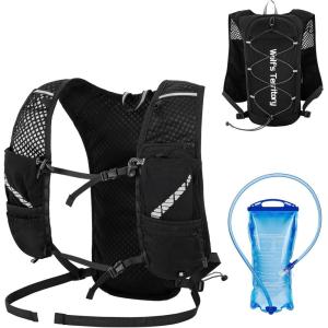 image:imageAzarxis Hiking Hydration Pack 5L Running Backpack Daypack Vest with 2L Water Bladder for Women Men Cycling Biking Trail Race02 Black with a 2L Water Bladder