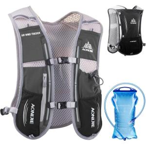image:imageAzarxis Hydration Running Vest Backpack Pack 5L 55L for Women and Men Jogging Trail Race Marathon Cycling Hiking1 Black 5L  with a Water Bladder 15L