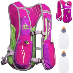 image:imageAzarxis Hydration Running Vest Backpack Pack 5L 55L for Women and Men Jogging Trail Race Marathon Cycling Hiking2 Rose Red 55L  with 2 Water Bottles 250ml