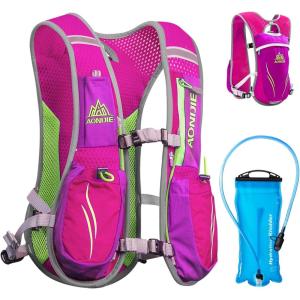 image:imageAzarxis Hydration Running Vest Backpack Pack 5L 55L for Women and Men Jogging Trail Race Marathon Cycling Hiking2 Rose Red 55L  with a Water Bladder 2L