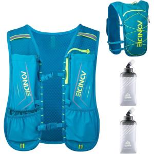 image:imageAzarxis Hydration Running Vest Backpack Pack 5L 55L for Women and Men Jogging Trail Race Marathon Cycling Hiking3 Mint Blue 5L  with 2 Soft Flasks 500ml