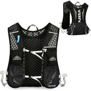 image:imageAzarxis Running Water Bottles Flask BPA Free Leakproof Hydration Vest Packs Waist Belt Replacement for Triathlon Marathon Hiking Cycling Climbing Runner3 Black 7L  Only Running Vest