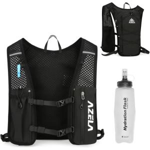 image:imageAzarxis Running Water Bottles Flask BPA Free Leakproof Hydration Vest Packs Waist Belt Replacement for Triathlon Marathon Hiking Cycling Climbing Runner2 Black 7L  350ml White Water Bottle