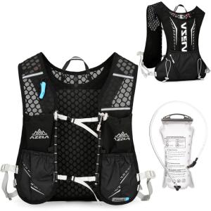 image:imageAzarxis Running Water Bottles Flask BPA Free Leakproof Hydration Vest Packs Waist Belt Replacement for Triathlon Marathon Hiking Cycling Climbing Runner3 Black 7L  15L White Water Bladder