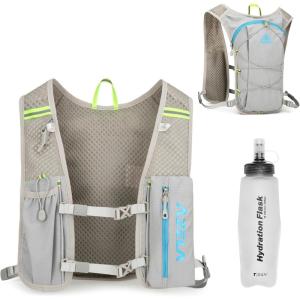 image:imageAzarxis Running Water Bottles Flask BPA Free Leakproof Hydration Vest Packs Waist Belt Replacement for Triathlon Marathon Hiking Cycling Climbing Runner2 Grey 7L  350ml White Water Bottle